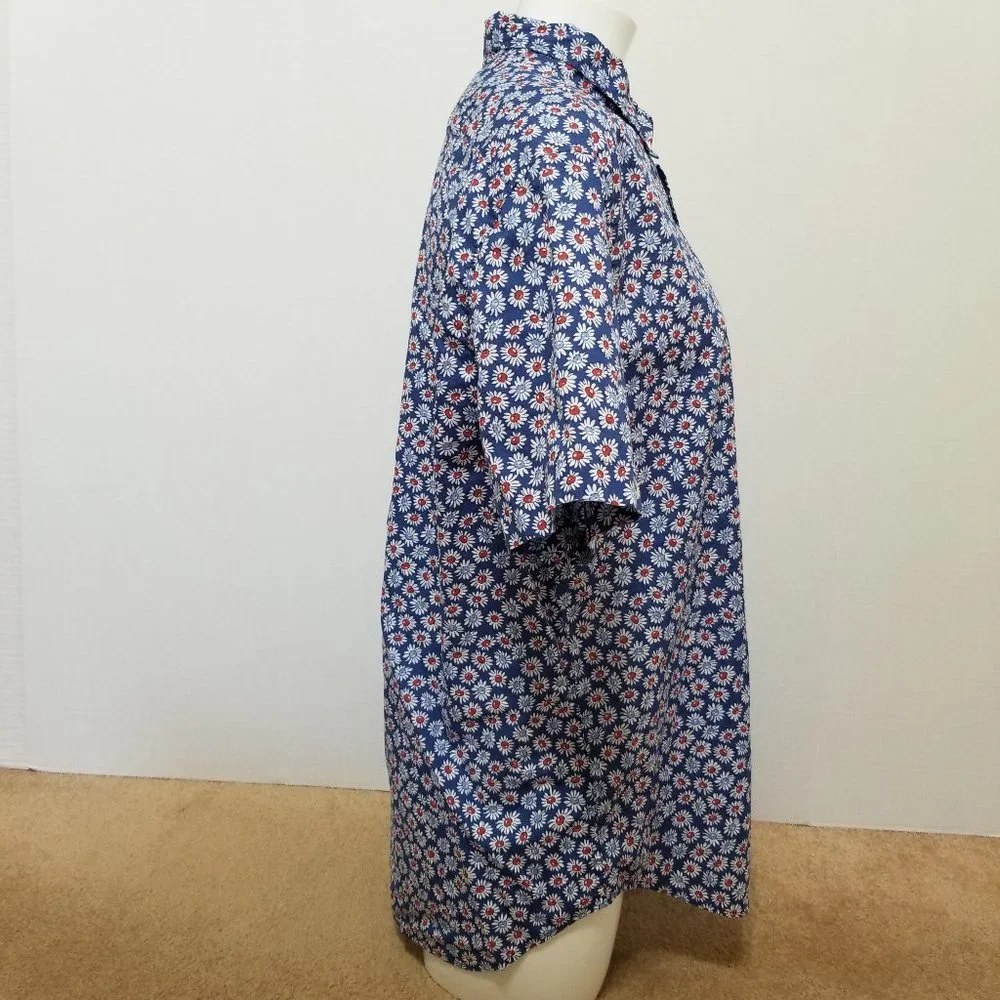 J.Crew shirt Large Short-sleeve Stretch Slub Cotton Shirt Daisy Print floral